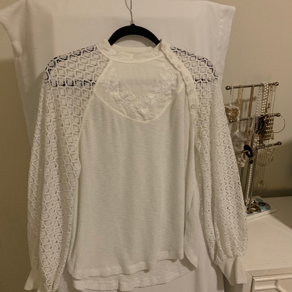 Free People White Long Sleeve